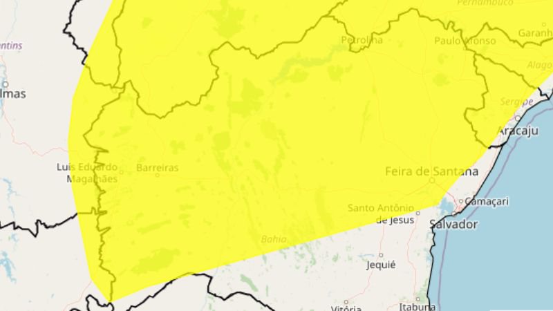 Bahia: Regiões do estado tem alerta de vendaval até a sexta (30); veja onde