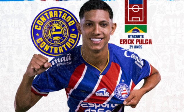 Bahia anuncia contratação do atacante Erick Pulga